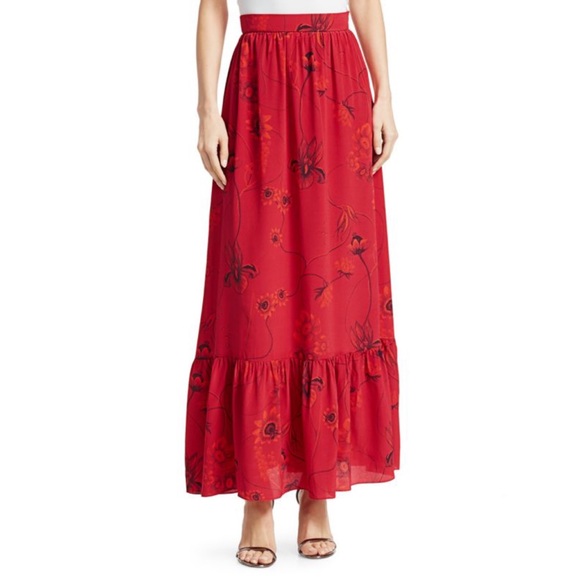 Borgo De Nor Women's Red Jacqueline Floral Maxi Skirt 8 - Picture 1 of 12